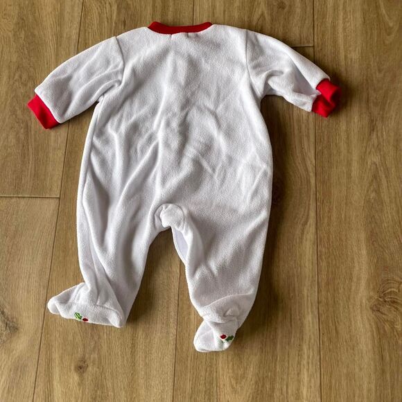 Carter's White & Red Footie Pajamas My First Christmas 3 Months Baby Vintage 90s - Picture 5 of 6